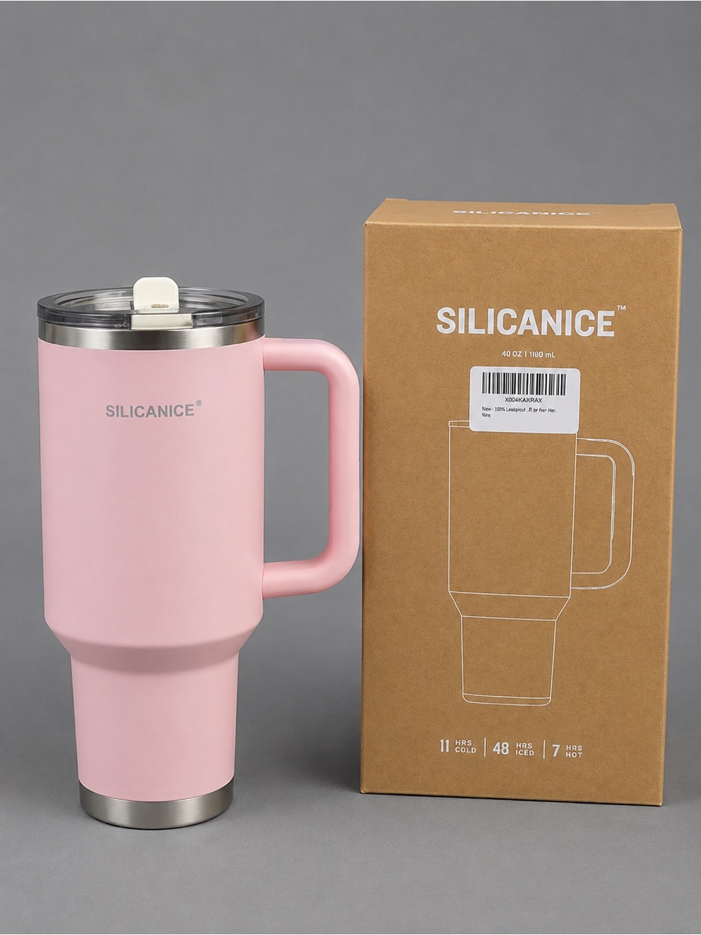 Pink Insulated Travel Mug with Handle